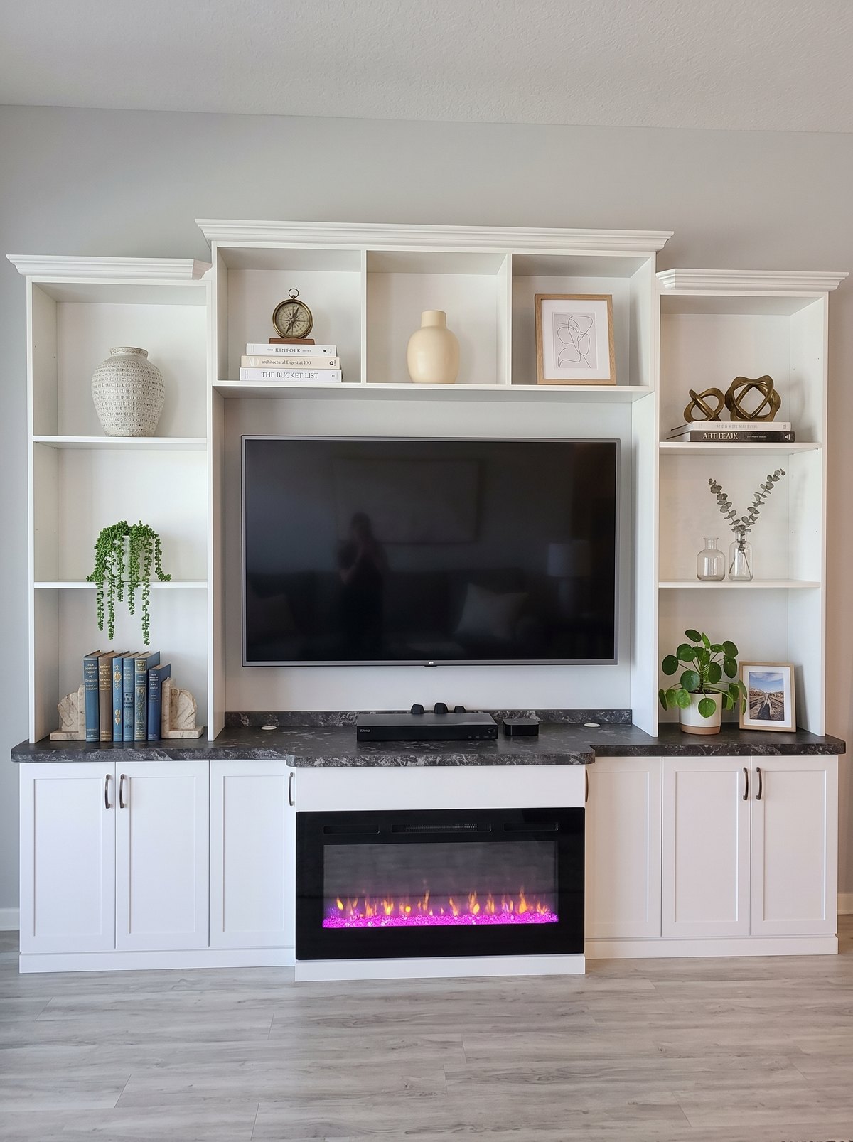 Built-in media cabinetry with shelving