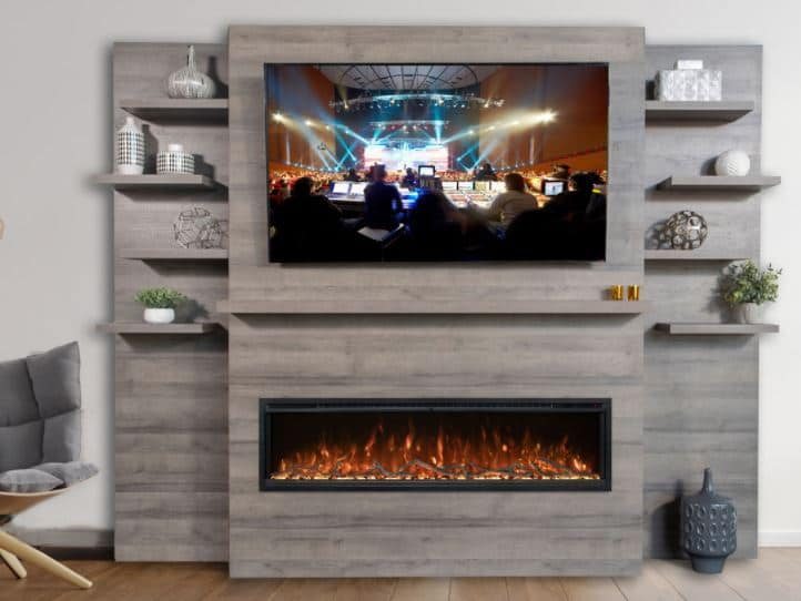 Fireplace surround with built-in shelving