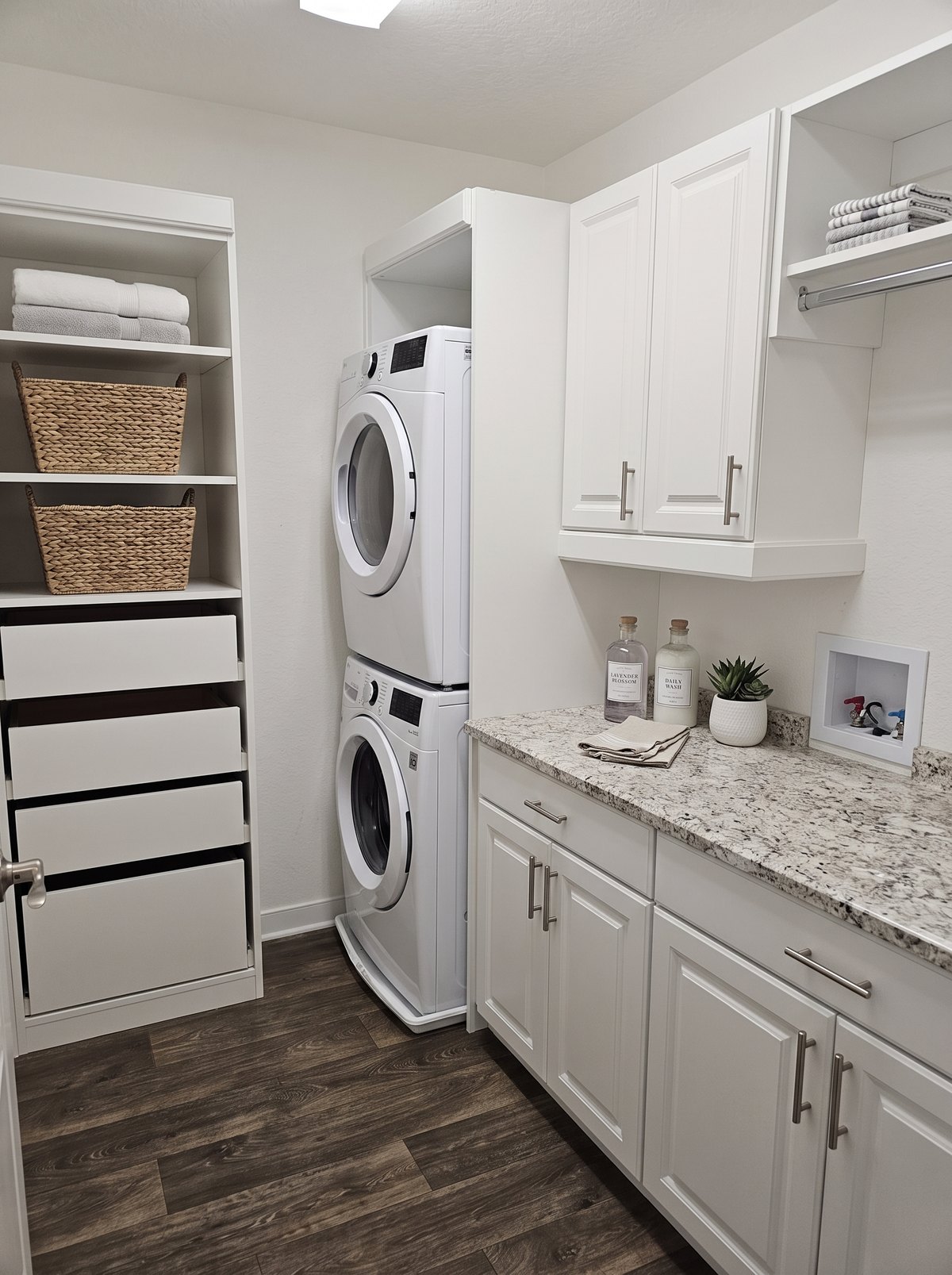 Laundry room with tall cabinetry and counter